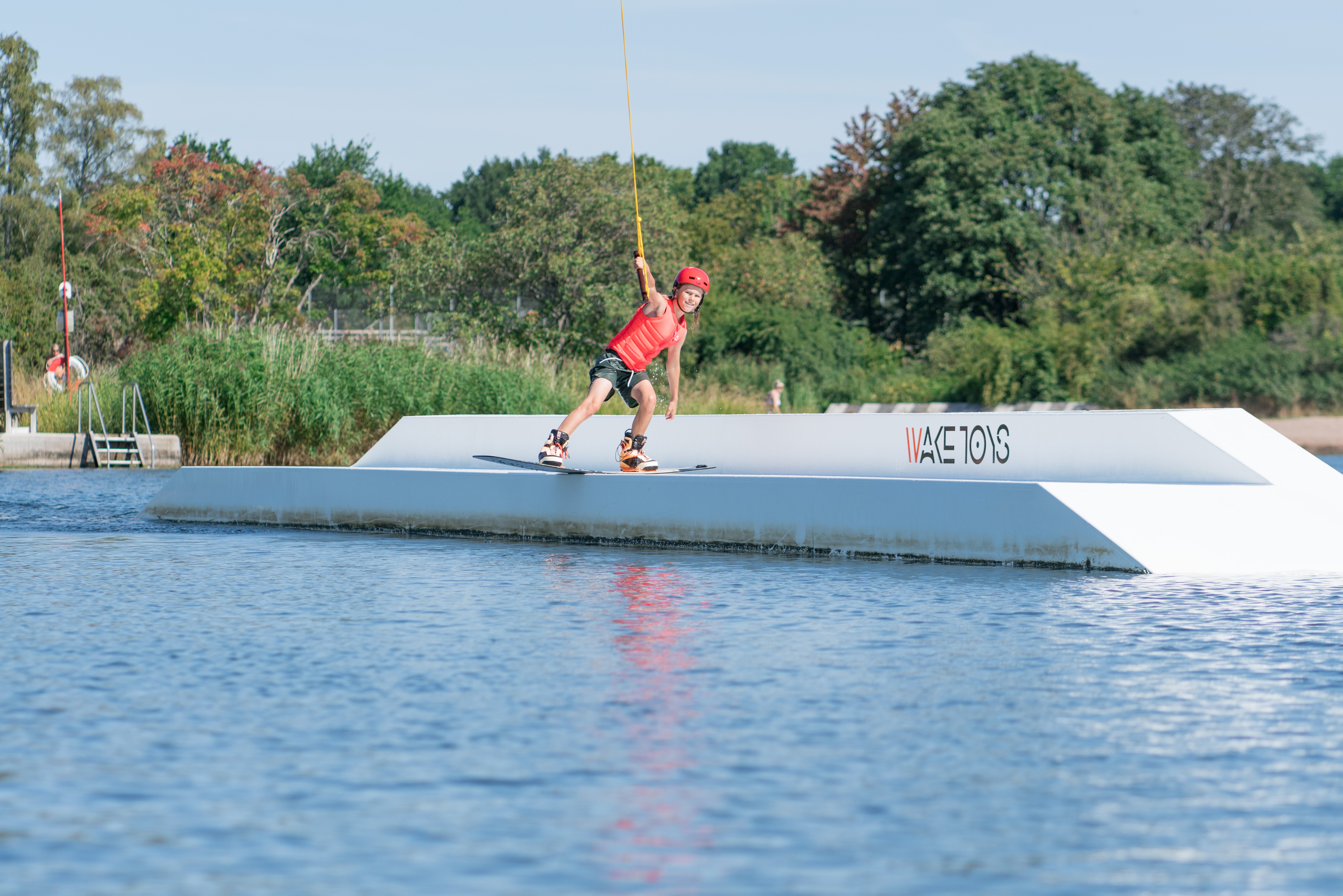 riding wakeboard