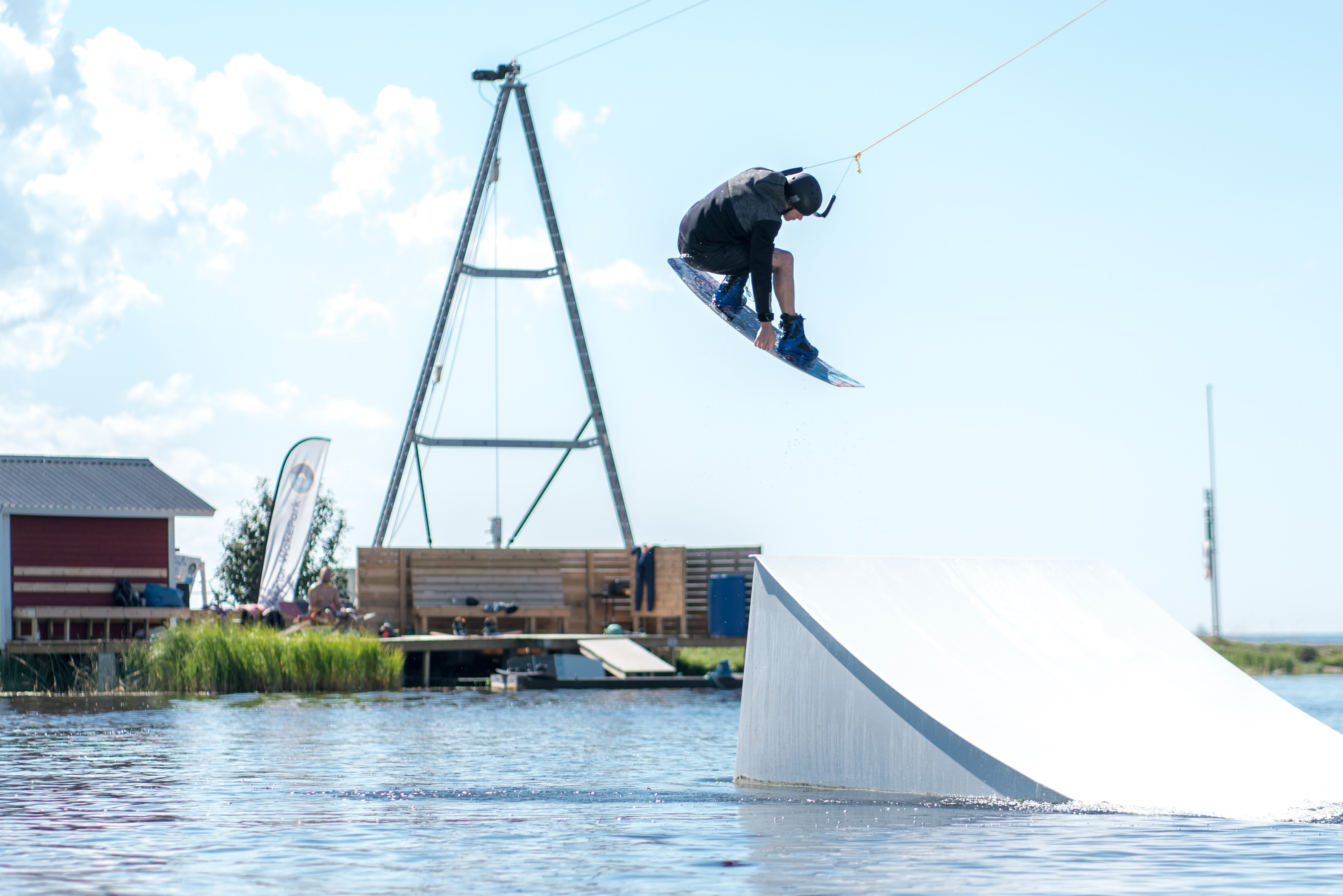 riding wakeboard